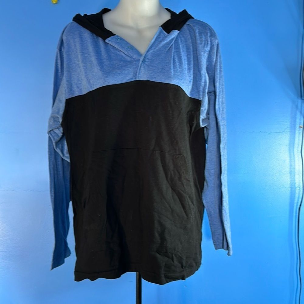 Galaxy by Harvic Men’s Pullover Hoodie Blue Black Long Sleeve Size Large